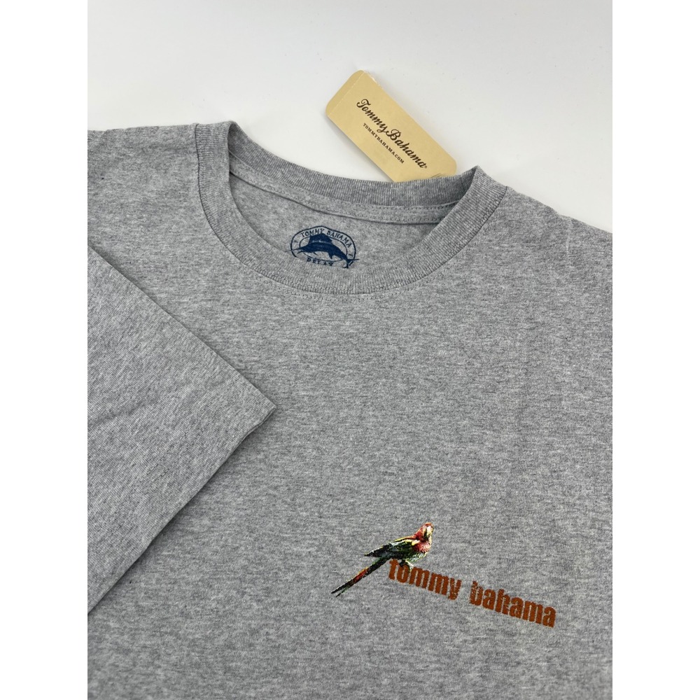 Tommy Bahama Graphic T-Shirt Mens M Gray Preferred Seating Parrot Beach Cotton